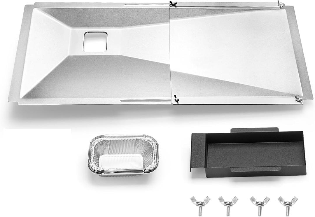 Grease Tray fits Nexgrill, Charbroil, Kenmore, BHG, Dynaglo, Grill Master, Uniflame,Backyard Gas Grill, Adjustable Drip with Catch Pan for 3/4/5 Burner, Grease Tray for Most CharBroil Models