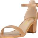 Heels Charm Women's Strappy Chunky Block Low Heeled Sandals 2 Inch Open Toe Ankle Strap High Heel Dress Sandals Daily Work Party Shoes,Size 8.5