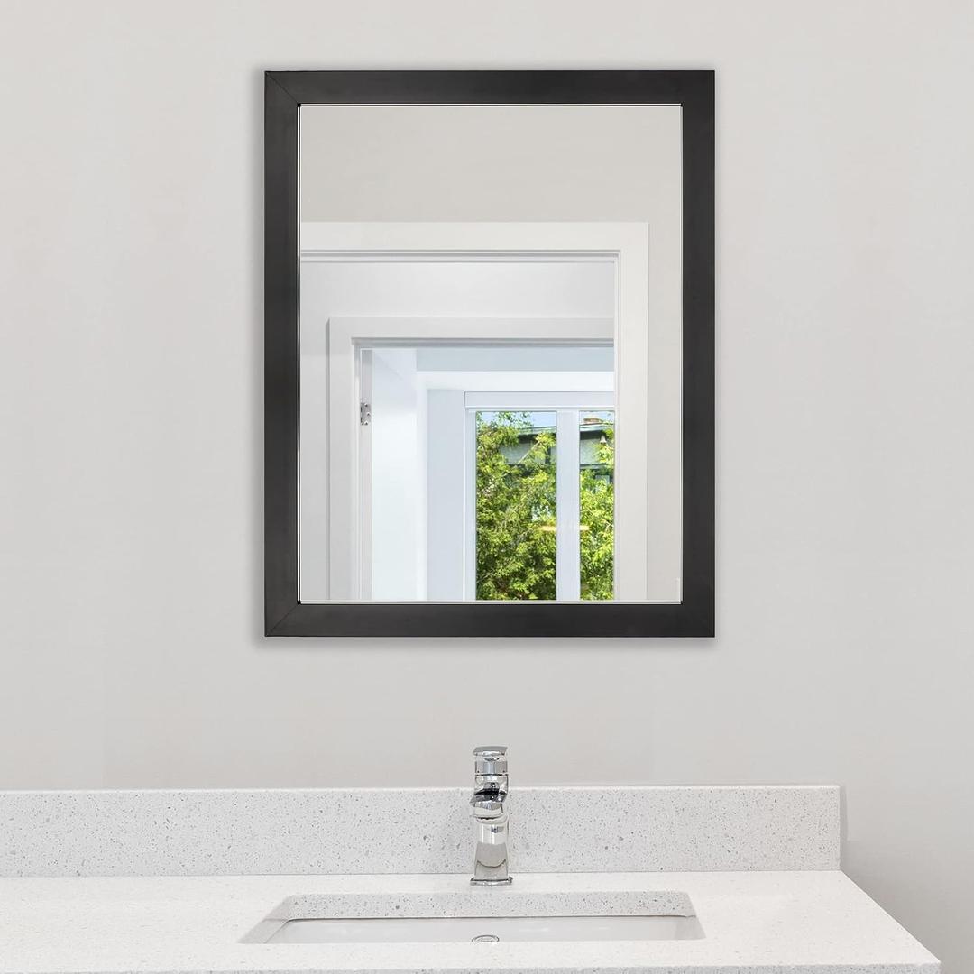Phore Rectangular Wall Mirror Black Bathroom Mirror 16" x 20" Wall Mirror for Entryway, Bedroom, Living Room