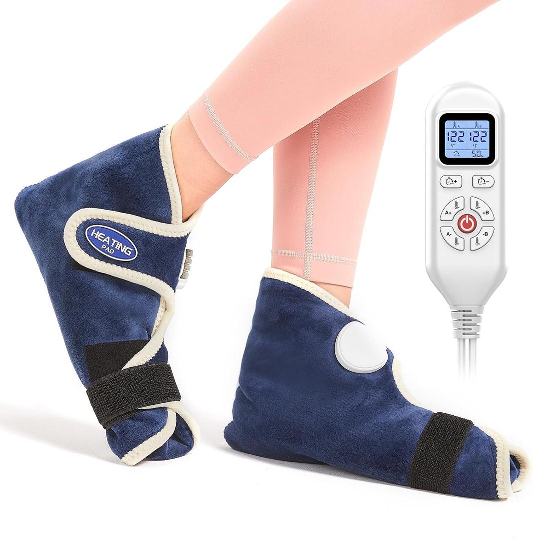 1 Pair Electric Heated Foot Ankle Warmers - Feet Heating Pads Deep-penetrating Heat for Achilles Tendinitis & Plantar Fasciitis - Auto Shut Off & 86-158 Foot Braces for Women/Men