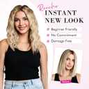 REECHO Clip in Hair Extensions, 4PCS Hair Extensions 12" Short Curly Wavy Blonde hair extensions Invisible Lace Weft Natural Soft Hairpieces for Women Dark Blonde with Highlights