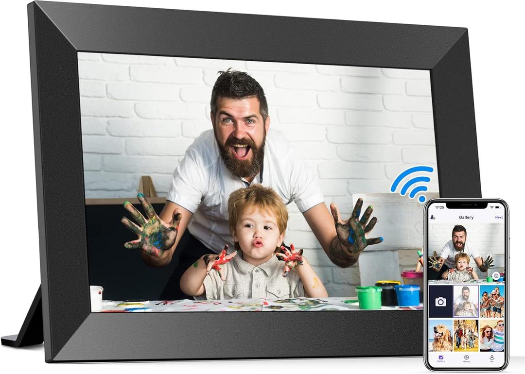 BIGASUO 10.1 Inch WiFi Digital Picture Frame, IPS HD Touch Screen Cloud Smart Photo Frames with Built-in 32GB Memory, Wall Mountable, Auto-Rotate, Share Photos Instantly from Anywhere (1-Pack)