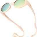 Polarized Baby Sunglasses With Strap - Unbreakable Flexible Infant For Toddlers Newborns 0-24 Months - Oval Sunglasses (Peach)