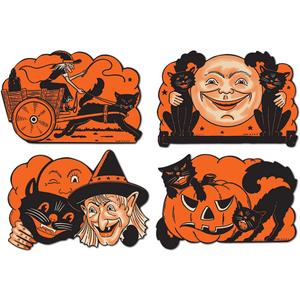 4 x Beistle Halloween Cutouts 9"