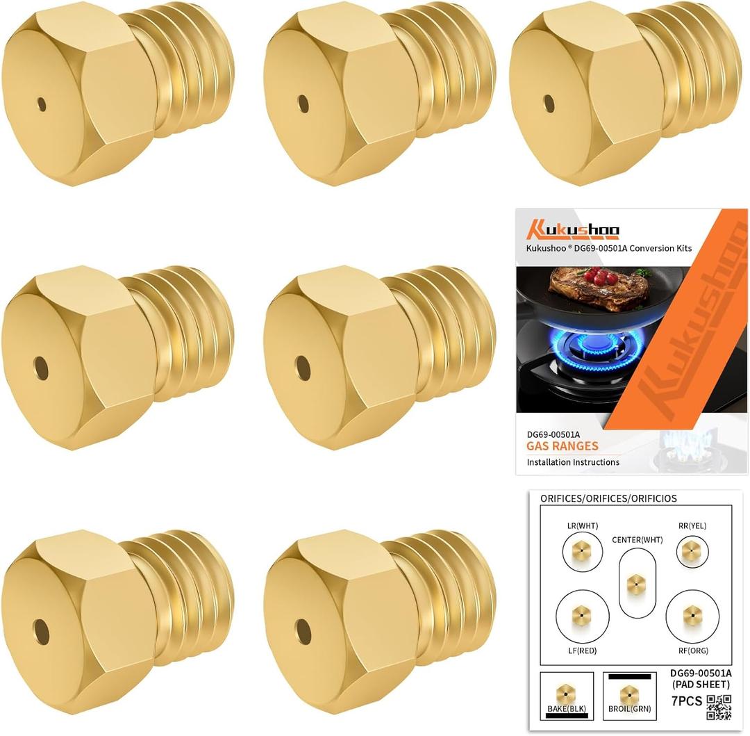 7PCS Orifices DG69-00501A Conversion Kit Replaces for Samsung Gas Range LP conversion Kit, Compatible for DG96-00859A NX58H9500WS NX60A6111SB NX60A6111SB/AA NX60A6111SB NX60T8311SS/AA NSG6DG8300MTAA