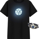 Arc Reactor Illuminate T-Shirt Tony Cosplay Novelty Costume Stark Bracelet, 3XL