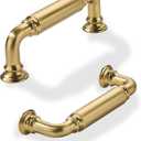 khtumeware 10-Pack Champagne Bronze Heavy-Duty Solid Cabinet Pulls, 3 Inch (76mm) Hole Center, Satin Brass Drawer Pulls, Cabinet Hardware, Suitable for Kitchen Cabinets, Bathrooms and Dressers