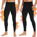 SIMIYA 2 Packs Mens Long Johns, Thermal Underwear for Men Soft Base Layer Mens Thermal Pants for Cold Weather (Medium)