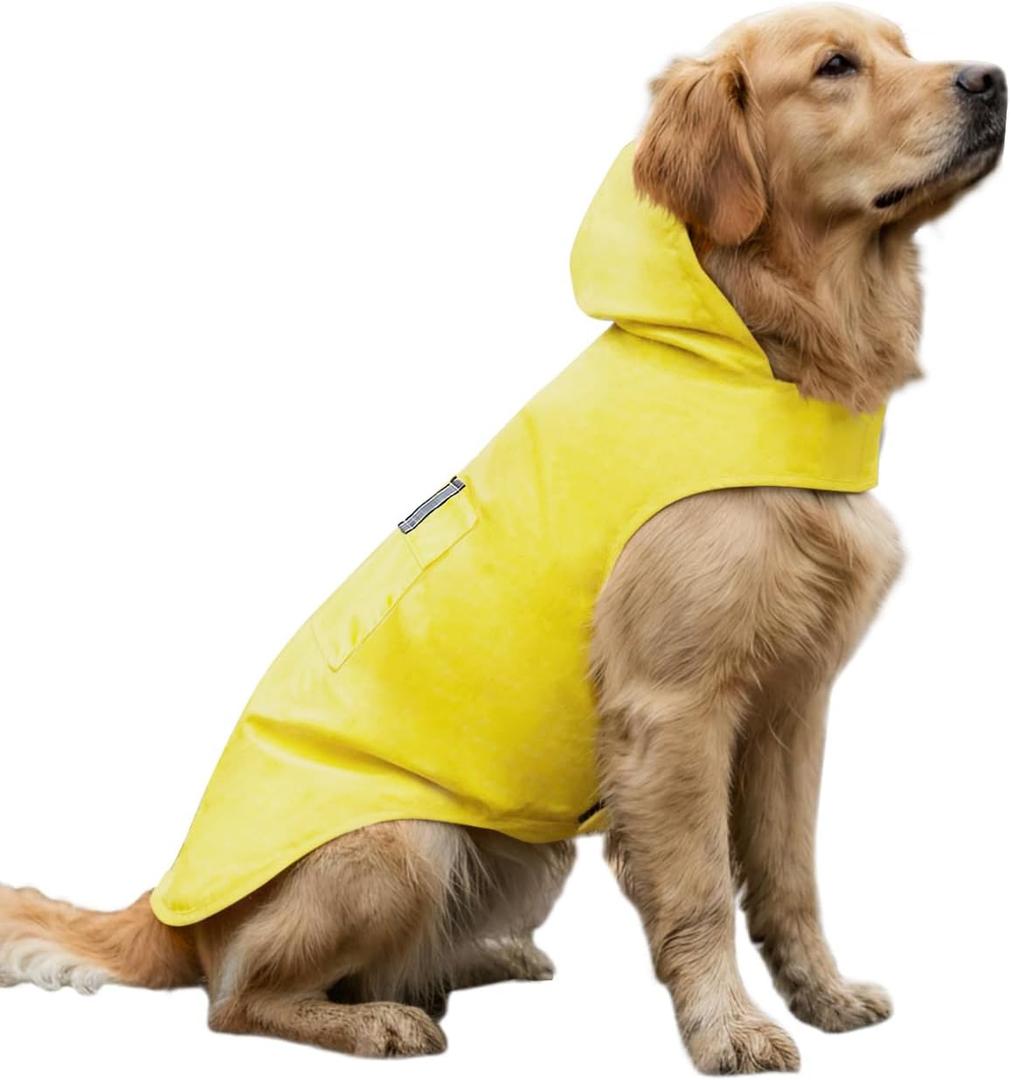 Dog Raincoat Reflective Adjustable Hooded Pet Rain Jacket Poncho with Leash Hole for Dogs S-5XL