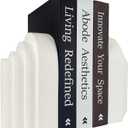 Book Ends for Heavy Books, Resin Decorative bookends, Heavy Duty Book end for Shelves, Book Stopper for Shelves, Modern Home Decor Aesthetic Book Ends, Layered Arch Design Set of 2(Cream White)