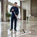 CLEANHOME 24" Commercial Dust Mop for Floor Cleaning, Heavy Duty Sweeper Broom with 2 Microfiber Mop Pads, Wet and Dry Duster Sweeper Broom for Marble, Laminate, Hardwood Floor Cleaning ,Grey