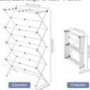 4-Tier Foldable Clothes Drying Rack with 4 Hangers, Portable Extendable Laundry Drying Rack for Indoor Air Drying Clothing 15" D x 29" W x 52" H, White