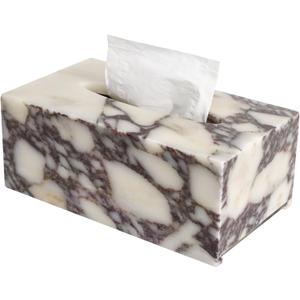 Noble and Light Luxury Natural Travertine Marble Household Tissue Box for Bathroom | Office | Desk | countertop | Vanity | Bedroom | Bedside Table |Calacatta Viola