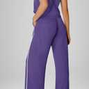 SENSERISE Womens Summer Jumpsuits Dressy Casual Sleeveless Mock Neck Top Wide Leg Pants Romper with Pockets (Purple, L)