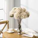 Artificial Flower Fake Silk Hydrangea Heads Bouquet with Stems Bulk for Fall Decoration Table Center Christmas Indoor Outdoor Faux Floral Realistic with Leaves Plants Crafts 8PCS(White)