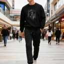Men's Fleece Lined Joggers Stretch Thermal Athletic Sweatpants Tapered Fit with Zipper Pocket for Running Gym (Black, L)