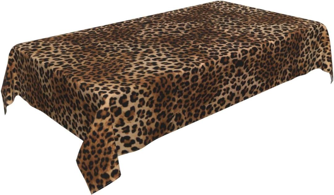 Leopard Rectangle Tablecloths 60x84 Inches Brown Cheetah Leopard Print Decorative Rectangle Tablecloths Modern Washable Reusable Table Covers for Home Kitchen Dining Room,Party