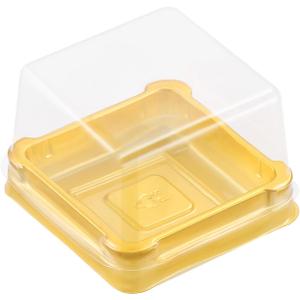 UPKOCH 50 Pcs Plastic Square Mooncake Boxes, Golden Dessert Packing, Single Muffin Container, Small Clear Food-Grade, 2.16"x1.85"x1.57"