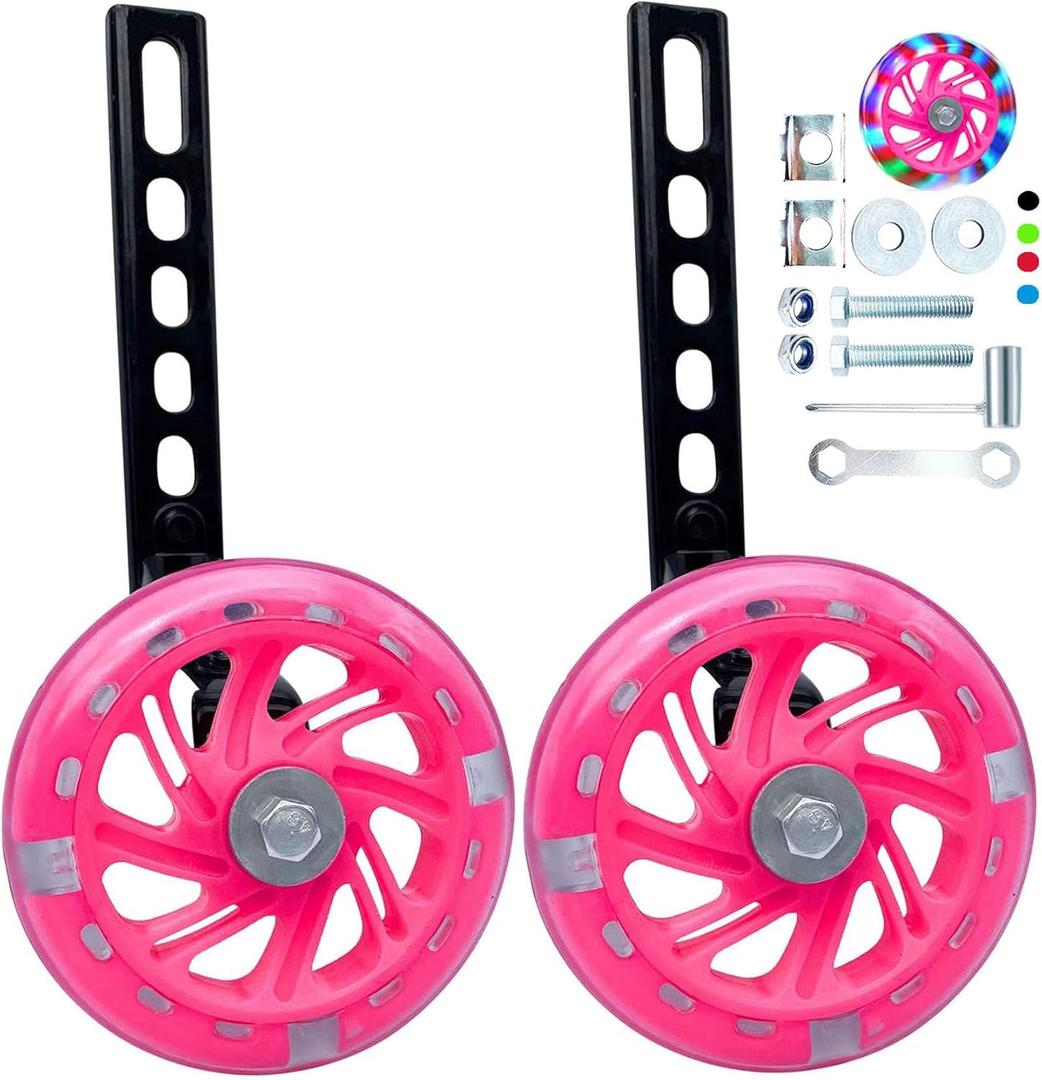Training Wheels for Bicycle,Flash Mute Wheel Compatible for Bikes of 12-20 Inch 1 Pair