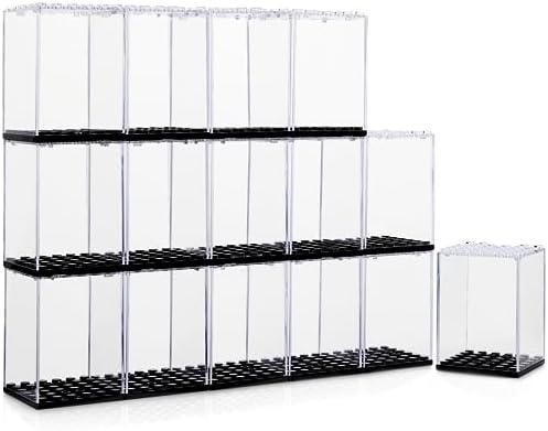 15 Display Cases Fits for Lego Minifigures, Mini-Figures Display Boxes Fits for Lego Figures Display, Single Mini-Figures Storage Case for Figures Collectors, Dust-Proof (Black)