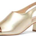 NEWBELLA Women's Square Toe Slingback Sandals - Open Toe Low Block Heels with Adjustable Ankle Strap, Fashion Dressy Sandals for Wedding, Party & Evening Events, 8