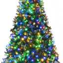 Goplus 8FT Pre-Lit Artificial Christmas Tree Auto-Spread/Close up Branches 11 Flash Modes with Multicolored 750 LED Lights & Metal Stand