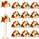 Hotop 12 Pcs Fall Artificial Flower Ball Centerpieces for Tables, Fall Wedding Table Decorations, Thanksgiving Silk Rose Floral Arrangements for Reception, Banquet, Wedding Party (Honey Orange)