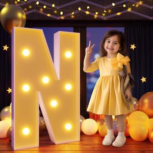 Marquee Letters 3 Feet Tall Large Light Up Letters N Happy Birthday Decorations Marry Me Engagement Party Decor Yellow Light Birthday Decorations Balloon Arch Kit Foam Sign N