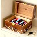 Valentine's Day Gifts for her, 3 * 5 Solid Wood Index Card Organizer Friendship Bracelet Box with Transparent Acrylic Top Cover Gift for Christmas & New Year Comes with 100 Guide Cards