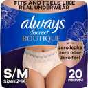Always Discreet Boutique Incontinence and Postpartum Underwear for Women, Maximum Protection, Small/Medium, Rosy, 20 Count