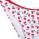 MakeMeChic Women's Cherry Print Bikini Set Halter Triangle Backless Swimwear Bathing Suit (White, L)