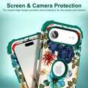Hocase Heavy Duty Case for iPhone Air 6.5"", Teal Flowers | Shockproof Protection Soft Silicone Rubber+Hard Plastic Bumpers Hybrid Protective Case for Women & Girls