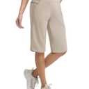 baleaf Women's Bermuda Long Shorts 14" Knee Length Capris with Pockets Athletic Shorts Walking Athletic Casual Summer Khaki XXL