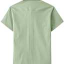 JOGAL Mens Work Shirts Button Down Short Sleeve Shirt SageGreen XX-Large (Green, XXL)