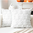 OTOSTAR Set of 2 Ghost Pillow Covers Halloween Throw Pillow Covers for Sofa Couch Bed Living Room Soft Plush Short Wool Velvet Farmhouse Throw Pillow Covers for Thanksgiving Pure White 12x20 Inch