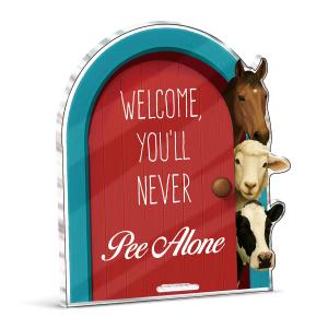 2 pcs Funny Farmhouse Bathroom Decor - Funny Farm Animals Bathroom Sign for Restroom Shelves Toilet Tank Decor - Welcome Sign