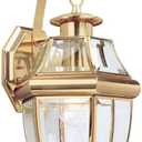 Generation Lighting 8067-02 Lancaster Traditional One - Light Outdoor Wall Lantern Outside Fixture, Polished Brass Finish, 100 Total Watts, 14 Inch Height, 7.75 Inch Wide