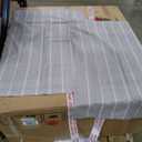 jinchan Nautical Striped Linen Kitchen Curtains 36 Inches Farmhouse Tier Cafe Curtains for Living Room Bathroom Laundry RV Rustic Half Window Light Filtering 2 Panels Grey