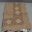 LIVEBOX Scalloped Easy Jute Diamond Rug for Kitchen, Washable 2x6 Runner Tan Rugs for Entryway, Geometric Checkered Indoor Outdoor Farmhouse Non Slip Rug Modern Carpet Door Mat for Porch Hallway