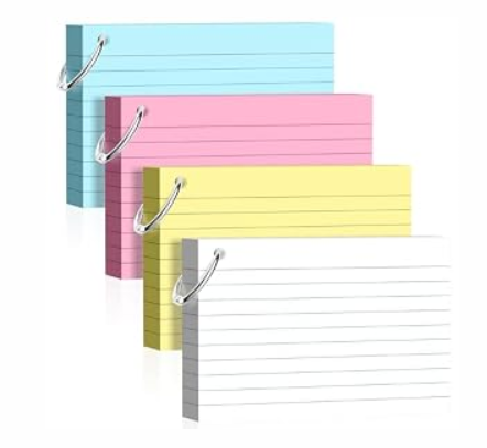 2 x 160 Pcs Colored Index Cards with Ring 4 x 6 Inch Heavyweight Ruled Flash Cards, Flashcards with Ring for School & Office Supplies and Home Organization, Durable Study To Do List Lined Note Cards