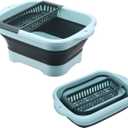 11L2.91 Gallon Collapsible Dish Basin with Drain Plug, Space Saving Outdoor Multiuse Foldable Sink Tub, Dishpan, Portable Kitchen Storage Tray for Vegetable Washing, Camping, RV (Green)