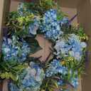 Nearly Natural, 24" Hydrangea Wreath (4224),Blue