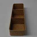 Shelf Baskets with Dividers, Seagrass Storage Baskets Rectangular Wicker Woven Back of Toilet Basket for Home Organizer (Natural,16.5"x5.5"x3.54")