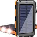 Solar Charger, 38800mAh Portable Type-C Solar Power Bank for All Cellphones, Waterproof Battery Pack, Outdoor External Backup Power Charger Three Outputs/LED Flashlights, Perfect for Camping Travel