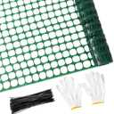 PotatoLife Plastic Mesh Fence Safety Fence, 4'x100' Roll with 100 Zip Ties, Reusable Temporary Netting for Garden Fencing, Construction, Snow Fencing, Animal Barrier, Poultry, Deer, Patio, Green (8.73 lb/roll)
