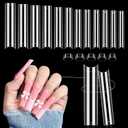 504 PCS No C Curve Clear Nail Tips for Acrylic Nails Professional, 3XL Extra Long, 12 Sizes Half Cover Straight Tapered Square French Fake Nail Tips for Nail Salons Home DIY