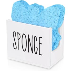 Acrylic Sponge Holder for Kitchen Sink, Dish Sponge Holder Soap Holder, Farmhouse Sink Organizer Black and White Kitchen Decor AccessoriesWhite