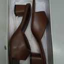 MIRAAZZURRA Heel Mules for Woman Square Open Toe Chunky Block Short Low Heel Slip on Heeled Sandals Casual Comfort Party Shoes (Brown,Size 6)