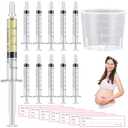 Trelaco Colostrum Collector Kit Include Sterile Sealed Breast Milk Syringes with Caps No Needle Colostrum Syringes Stickers 1 Measuring Cup Harvesting Collection for Breastmilk(50 Sets,3 ml)