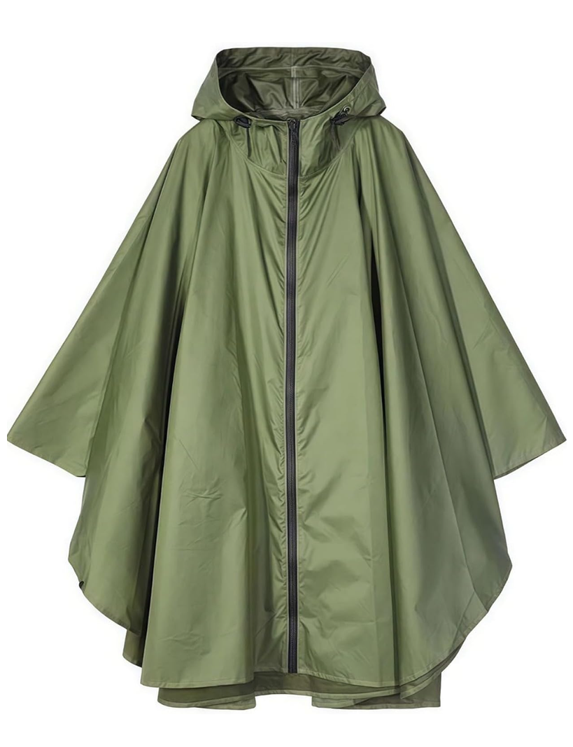 Rain Poncho for Adult Reusable Women Men Lightweight Waterproof Windbreaker Adjustable Waist for Outdoor Travel with Pocket